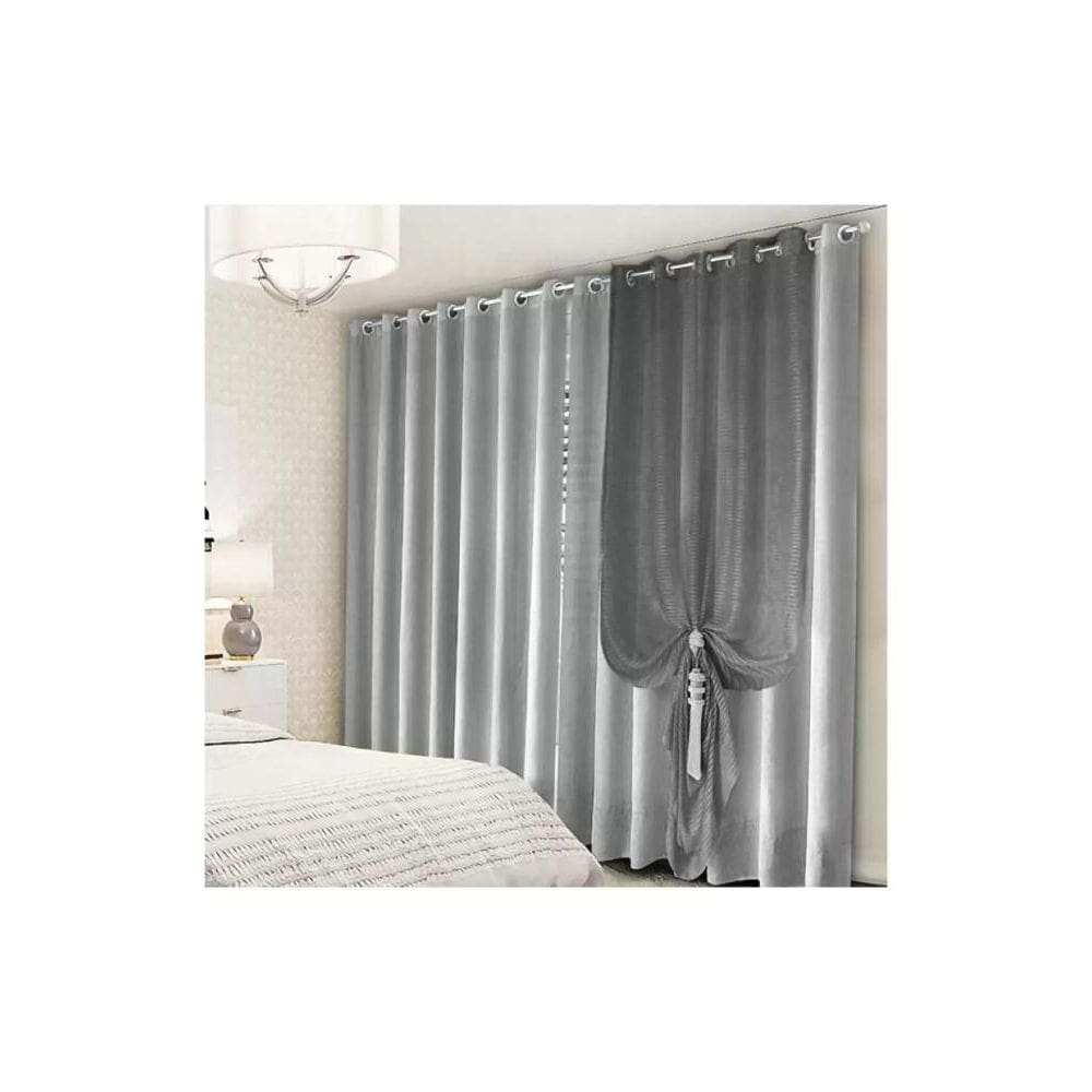 Cortina Donna 420x250 cm Dual Helena com Xale Cinza