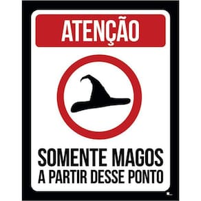 Kit 5 Placas - Atenção Somente Magos A Partir Deste Ponto