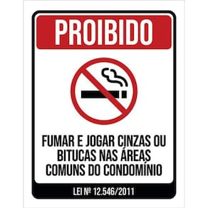 Kit 5 Placas De Proibido Fumar No Condomínio 36X46
