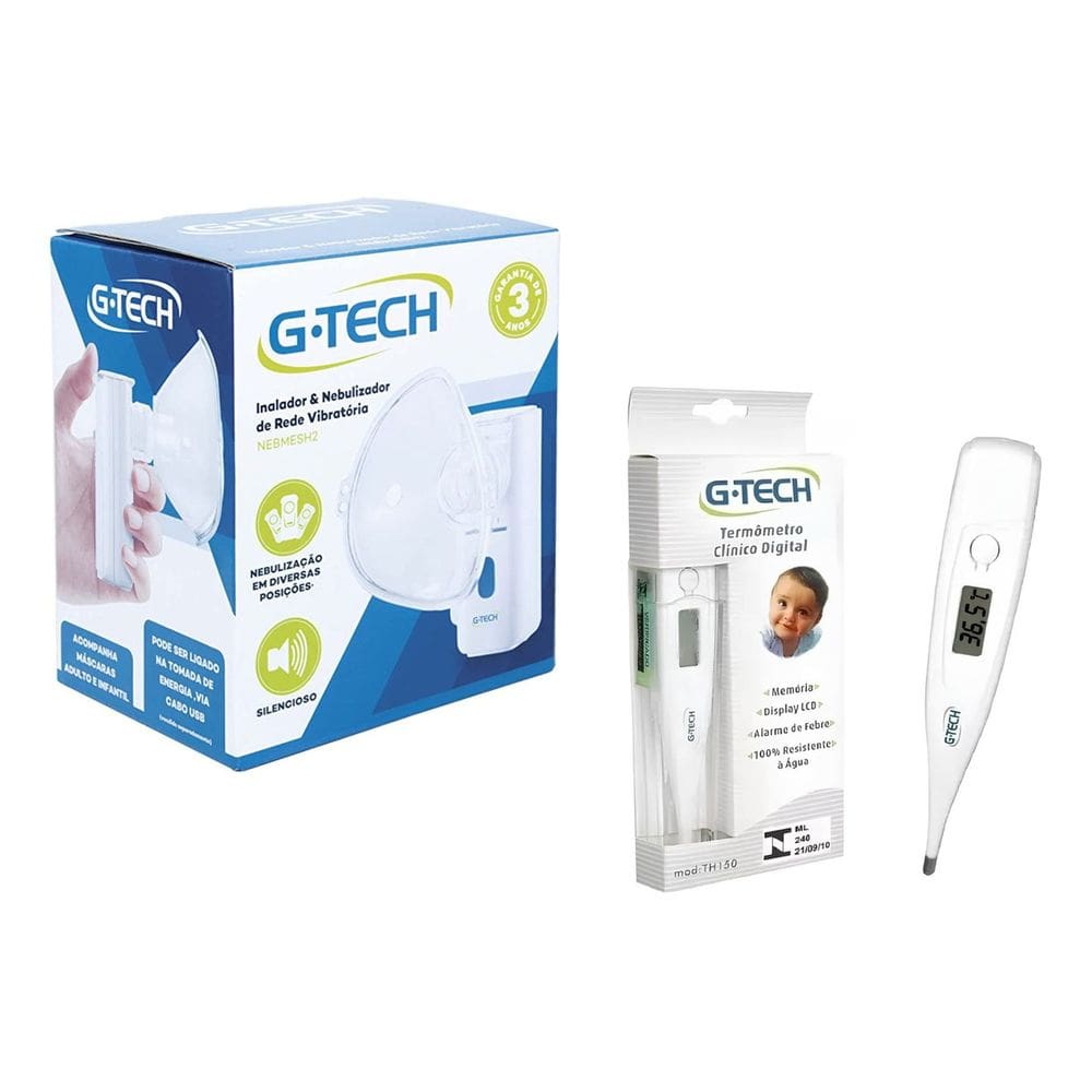 Inalador Nebulizador Portatil Silencioso G-tech + Termometro