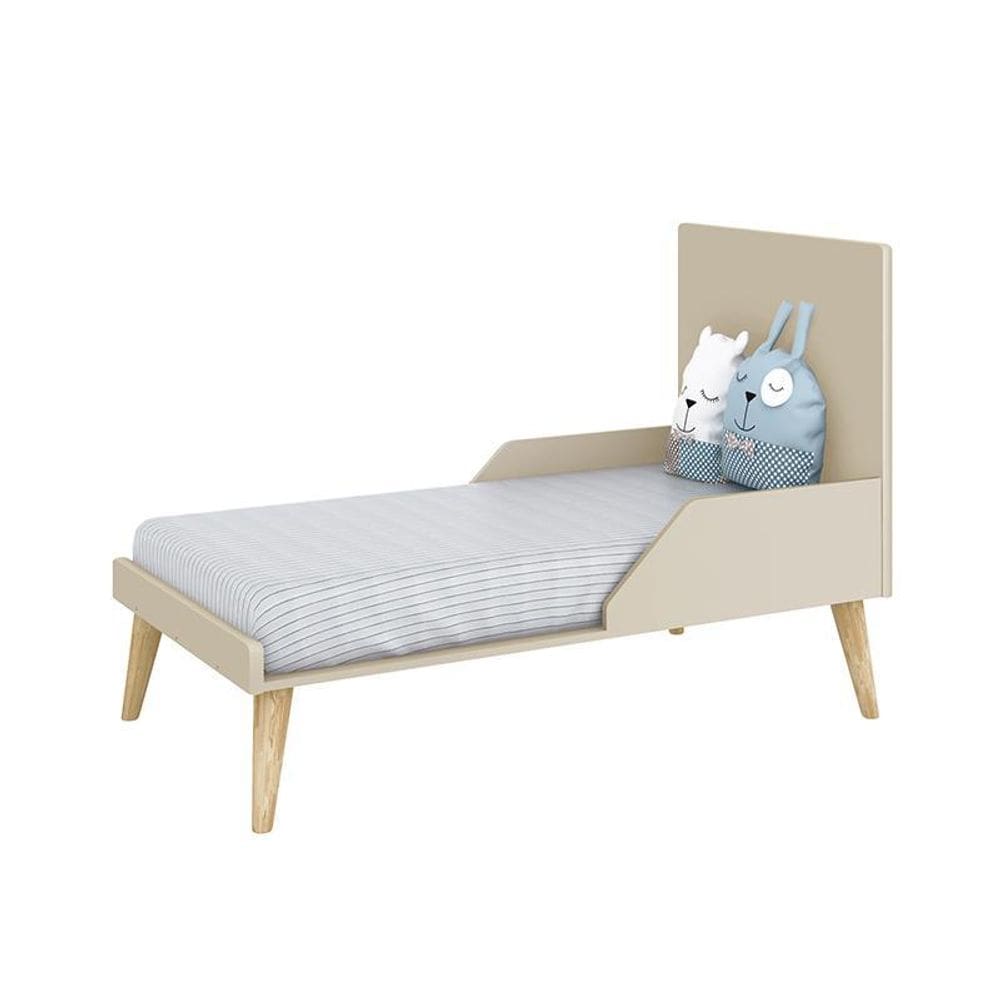 Dormitório Completo Infantil Theo 2 Portas, Cômoda 6 Gavetas e Berço com Pés Madeira Natural- Reller Móveis