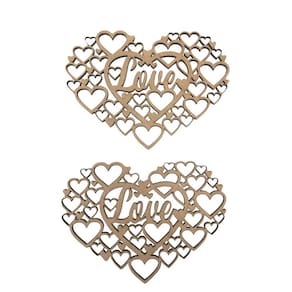 Aplique Laser Mdf - Colméia Coração Moldura Love 2 Un 15 Cm