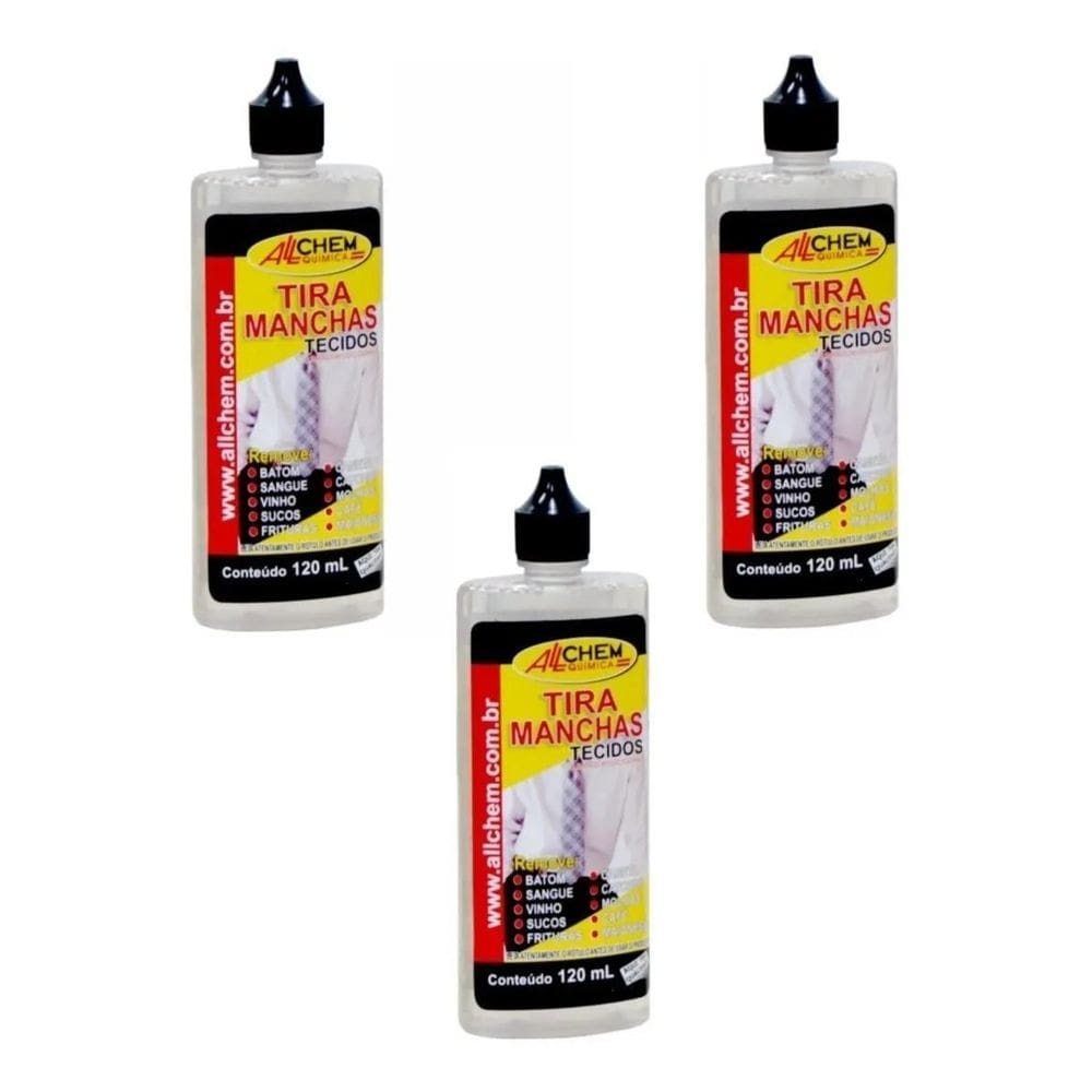 Kit 3 Tira Manchas 120Ml Allchem Tecidos/Roupa Sem Manchas
