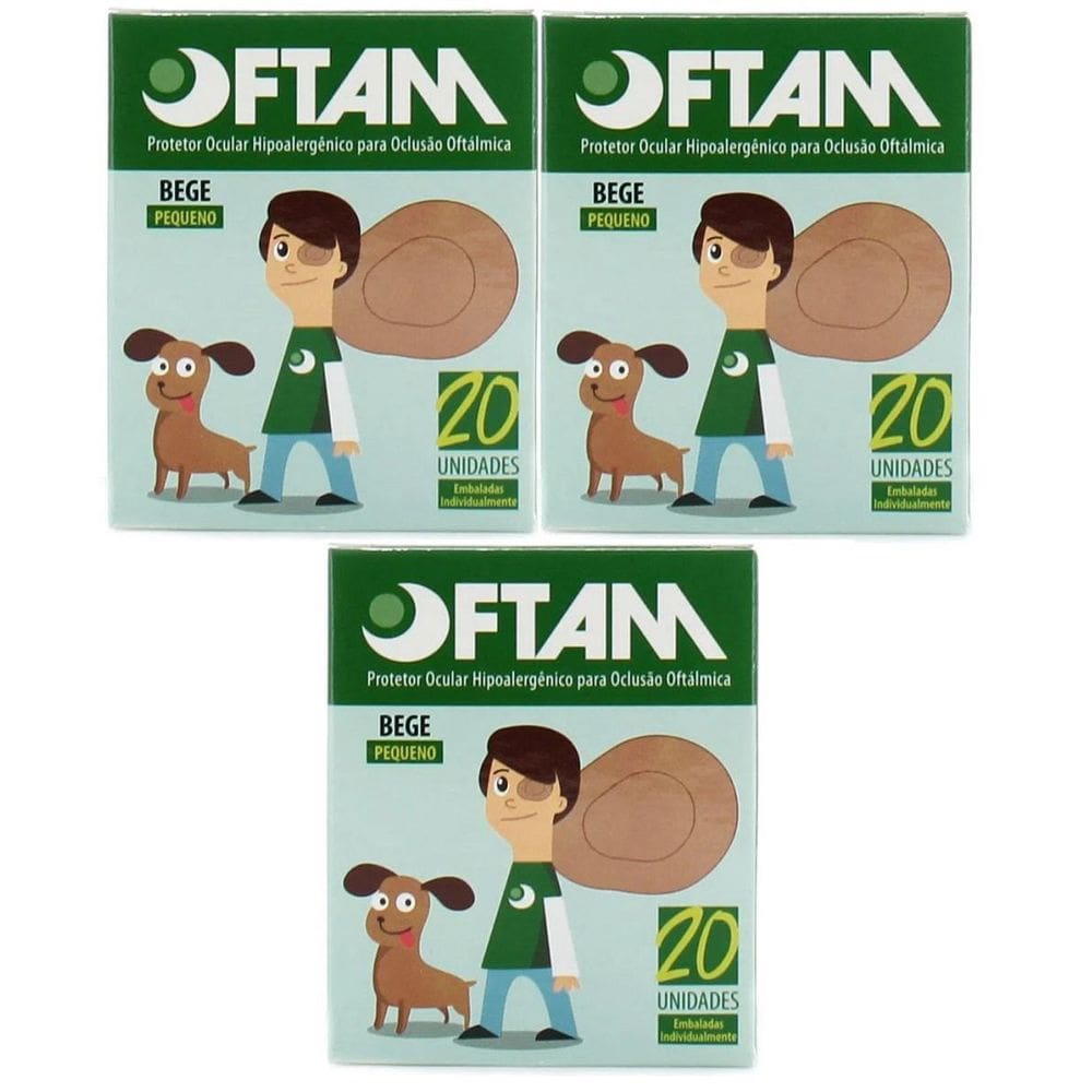 Kit 3 Protetores Ocular Oftam Pequeno Bege Cx C/20 Unidades