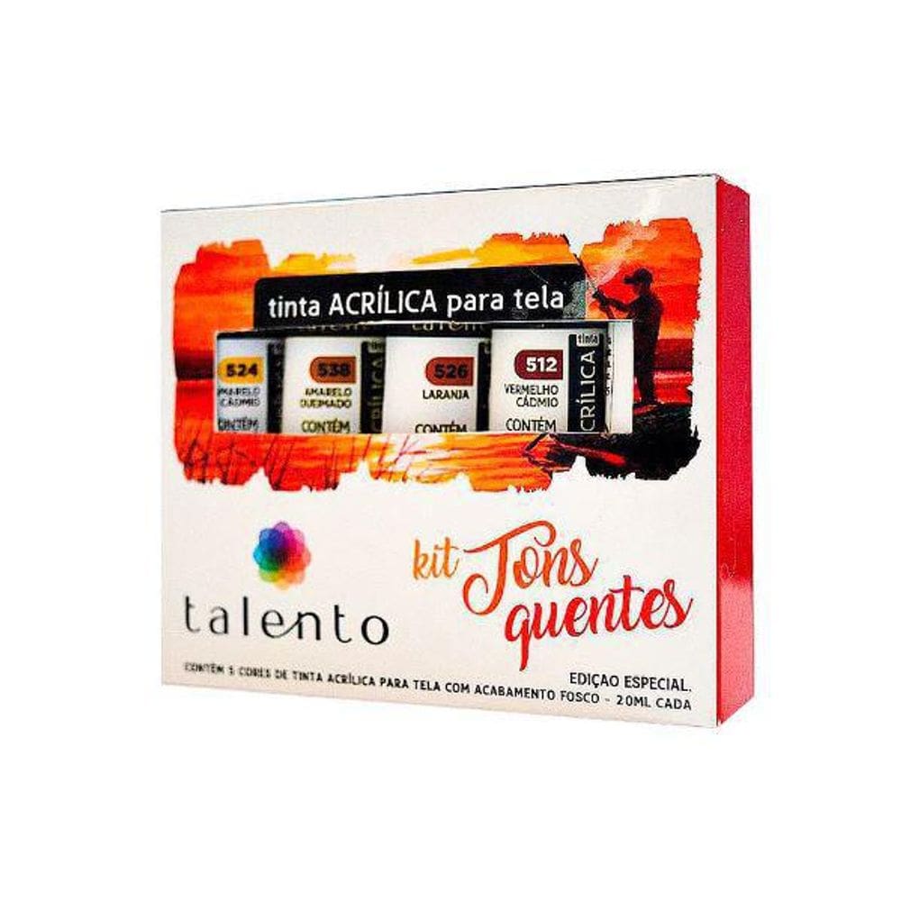 Kit De Tinta Acrílica Talento Tons Quentes Com 5 Cores 20 Ml
