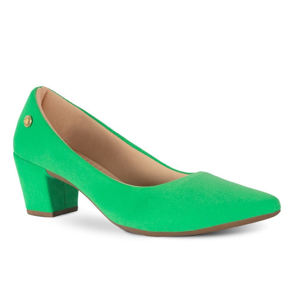Scarpin Feminino Salto Grosso Camurça