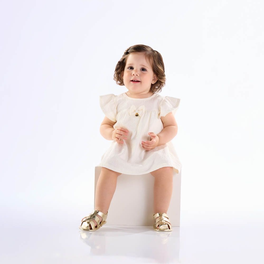 Body Vestido Bebê Menina - Off White - 50511-1271
