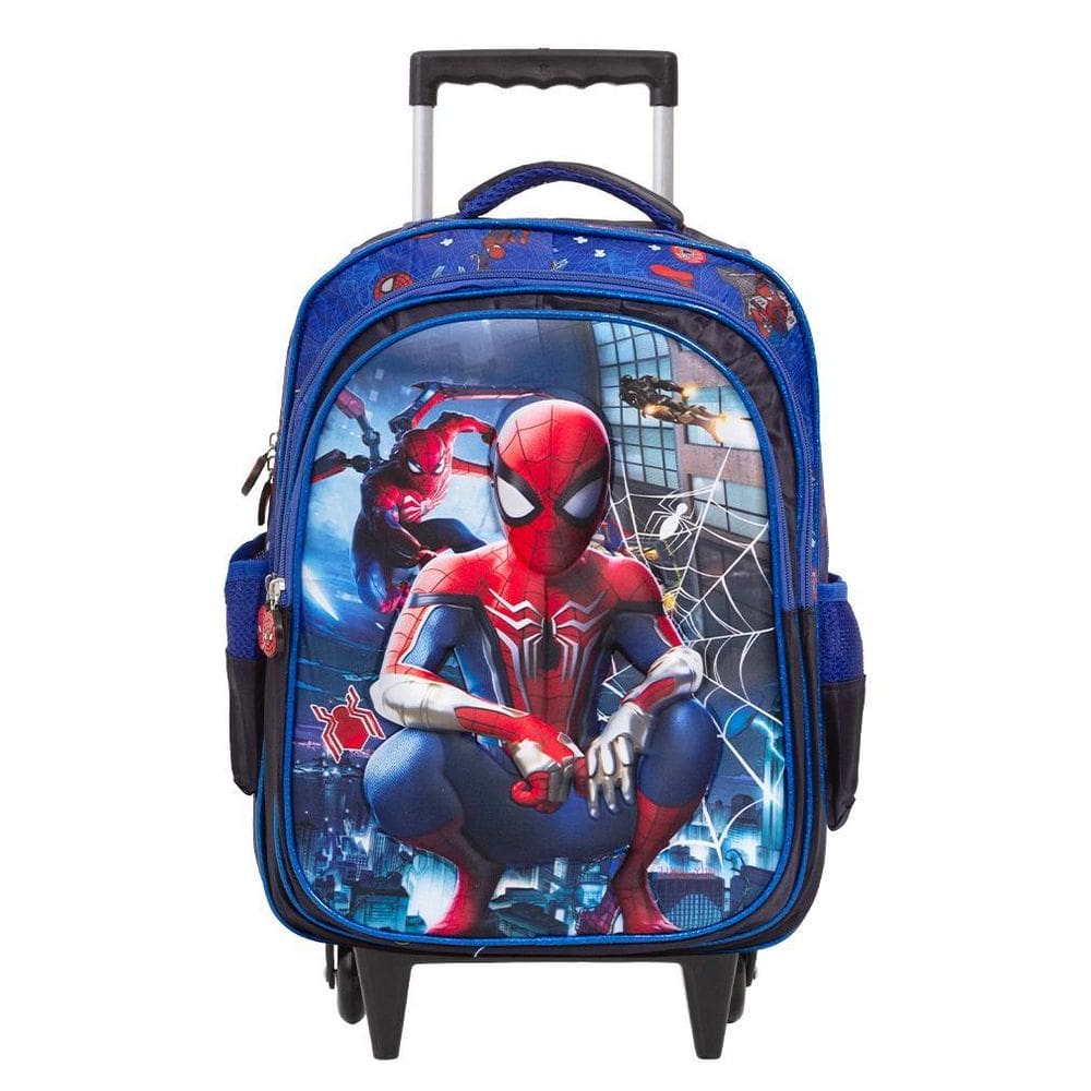 Mochila Infantil Menino Spider Man Azul 3D Rodinha Toys 2U