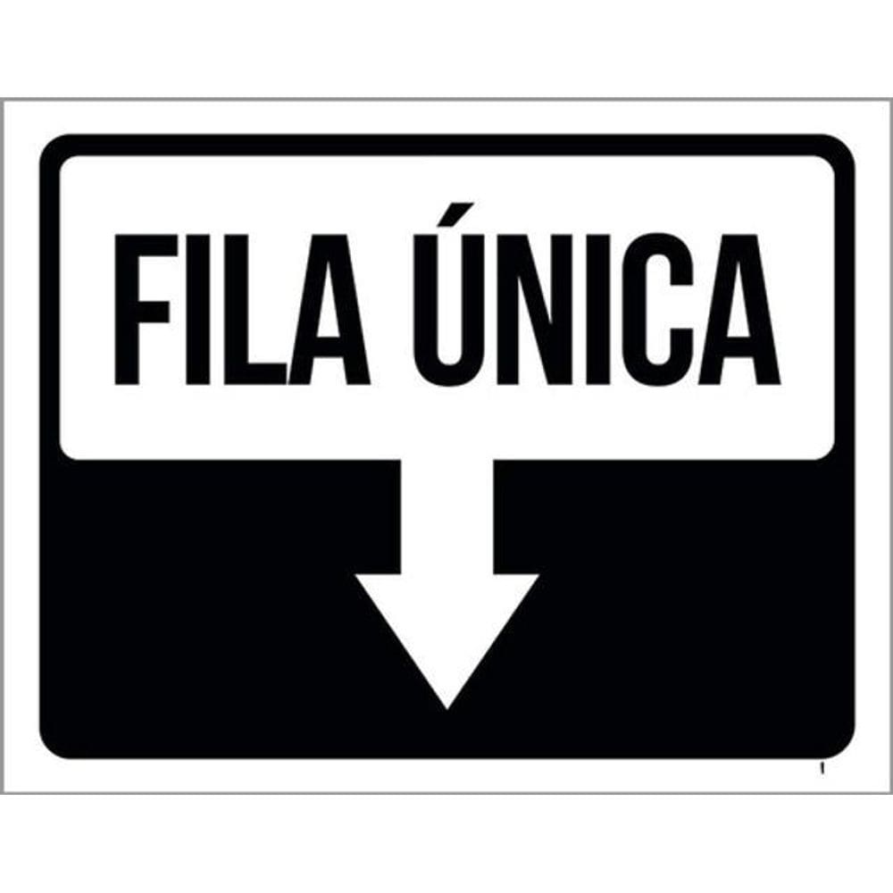 Kit 3 Placas Sinalização - Seta Fila Única