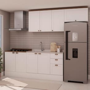 Cozinha Completa Iluminata 8 Portas 3 Gavetas 100% Mdf Branco/ébano - Genialflex