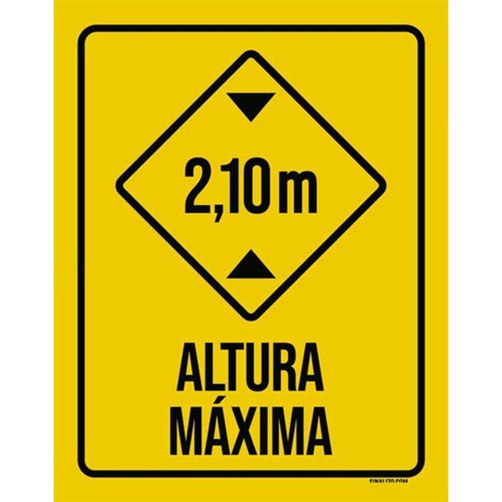 Kit 3 Placas Sinalização - Altura Máxima 2M10 Amarela