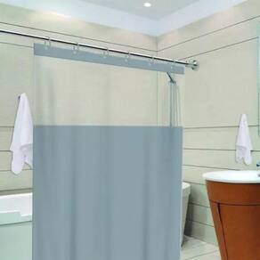 Cortina Box PVC Cinza c/ Visor - 1,38m x 1,98m - Antimofo