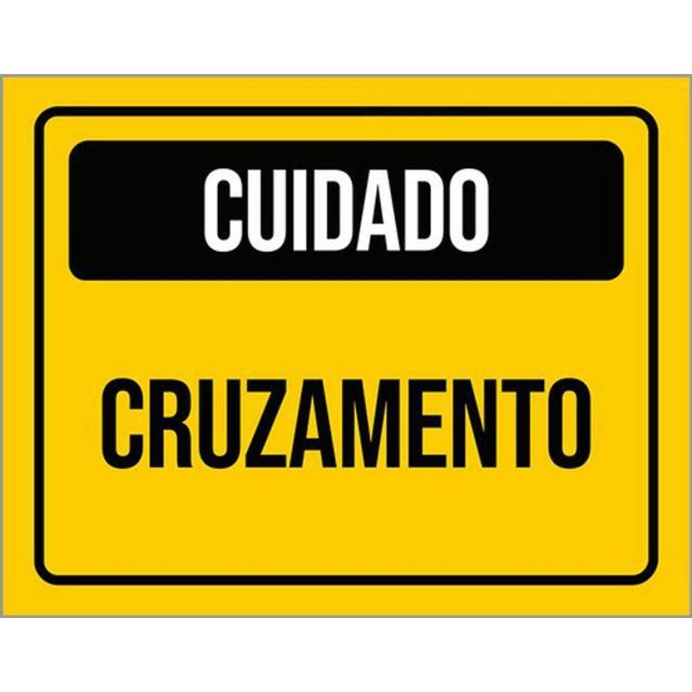 Kit 5 Placas De Atenção Cuidado Cruzamento 36X46