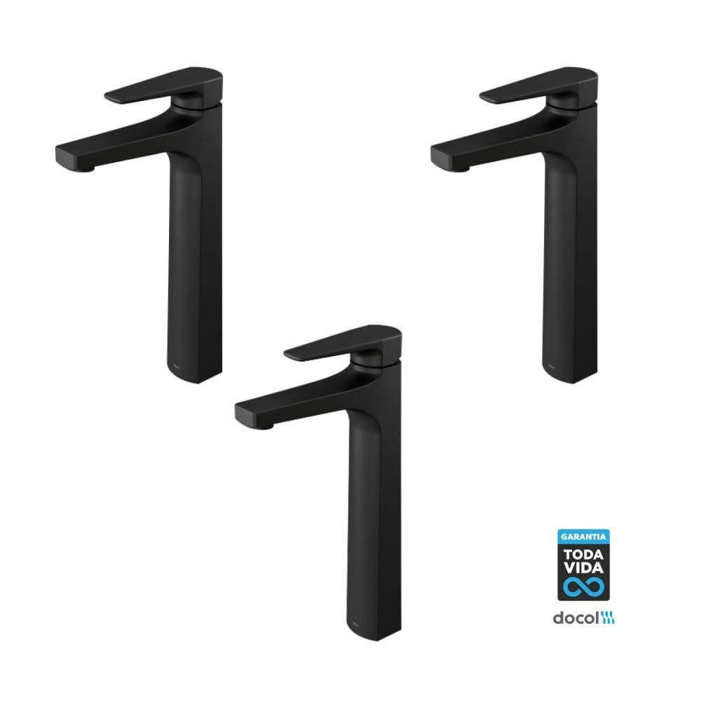 Kit 3 Misturador De Mesa Monocomando Para Lavatório Bica Alta Lift Ônix Docol
