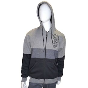 Moletom Masculino Cinza com Mescla Cinza Escuro e Preto