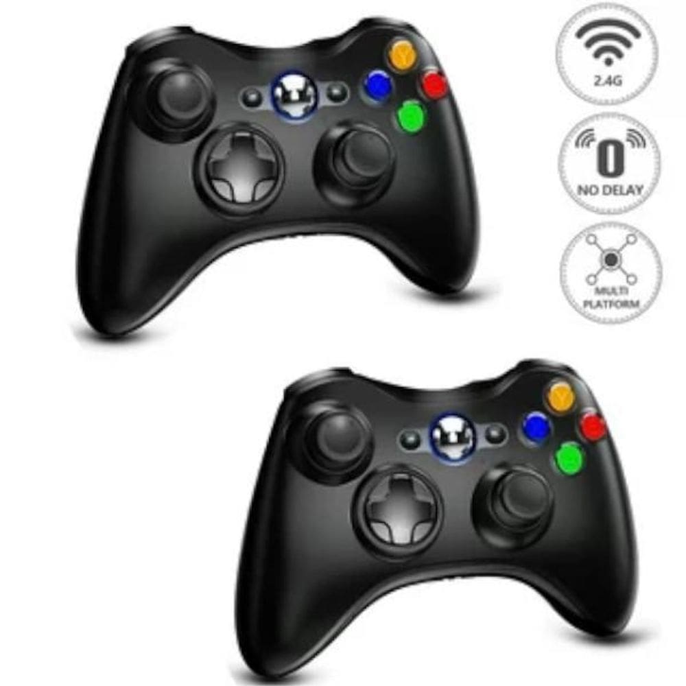 Kit 2 Controles Compatível Xbox360 Manete Sem Fio Anti Queda