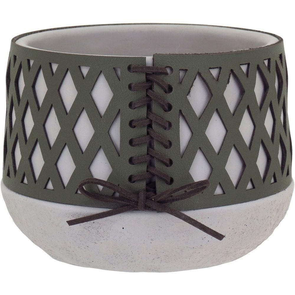 Vaso Decorativo Enfeite Casa Cimento 14x10x10cm Verde