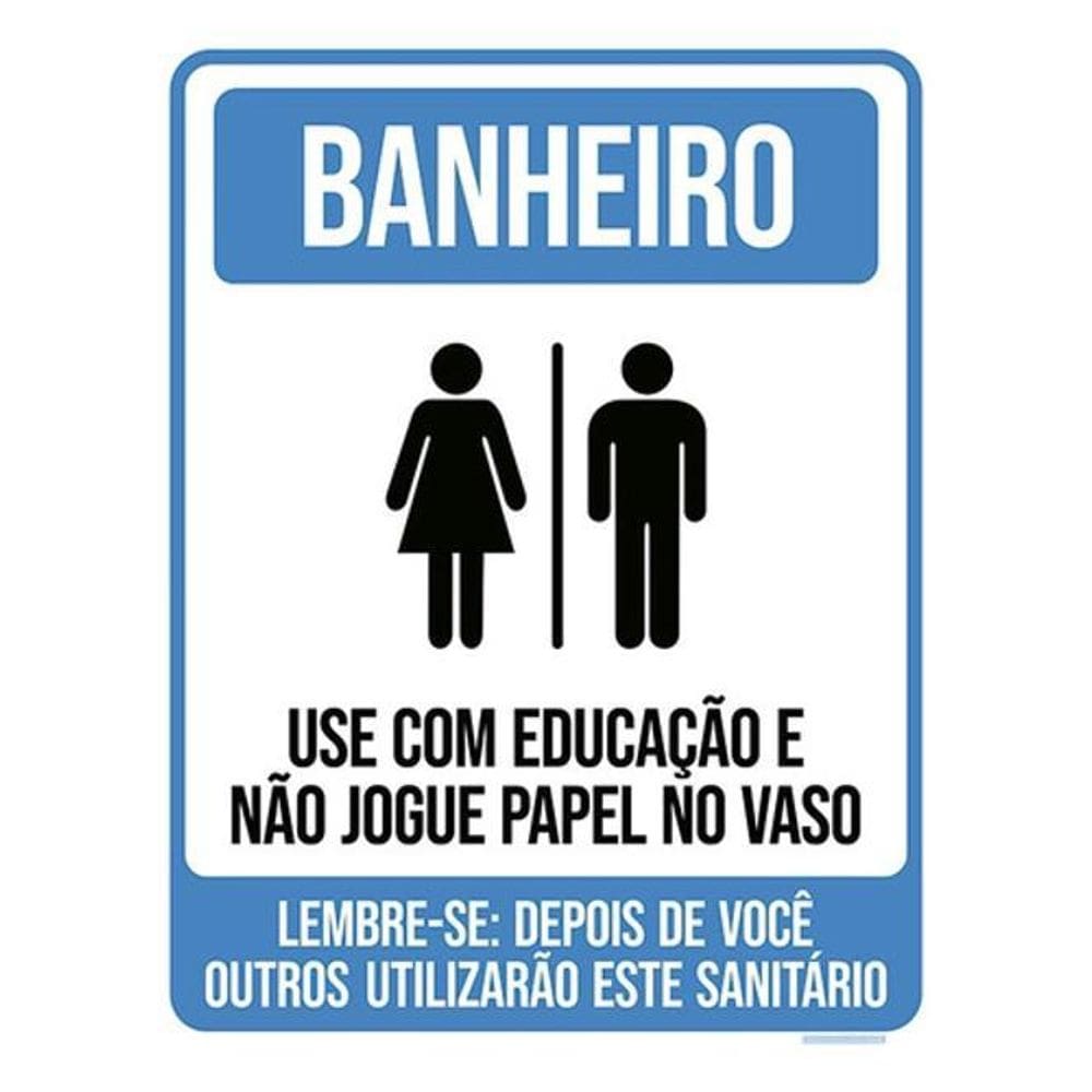 Kit 5 Placas Banheiro Use Com Educação 36X46