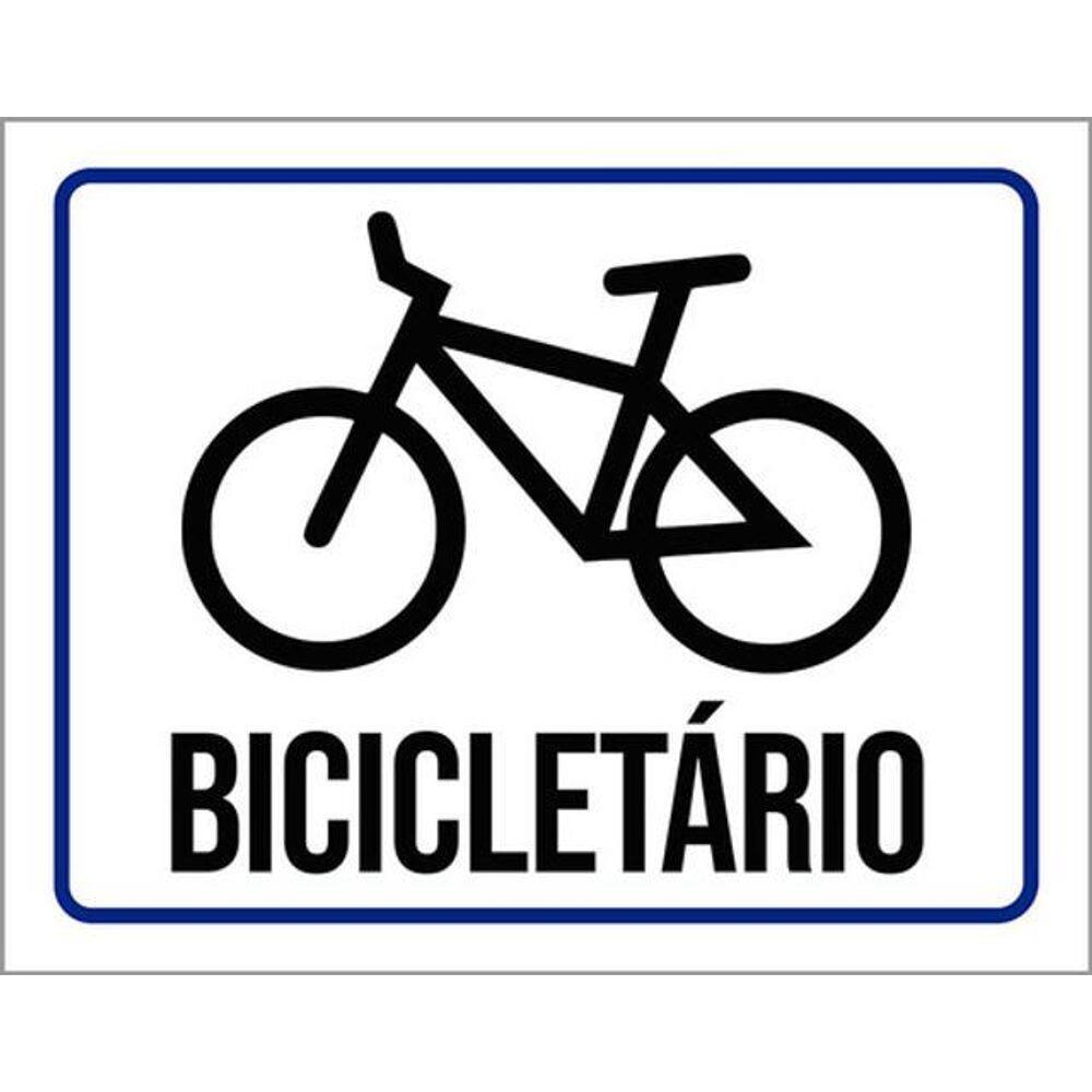 Kit 5 Placas Bicicletário Azul Desenho 36X46