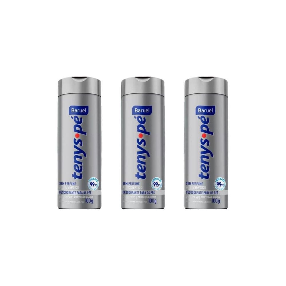 Talco Pes Tenys Pe Baruel Po 100G Sem Perfume-Kit C/3Un