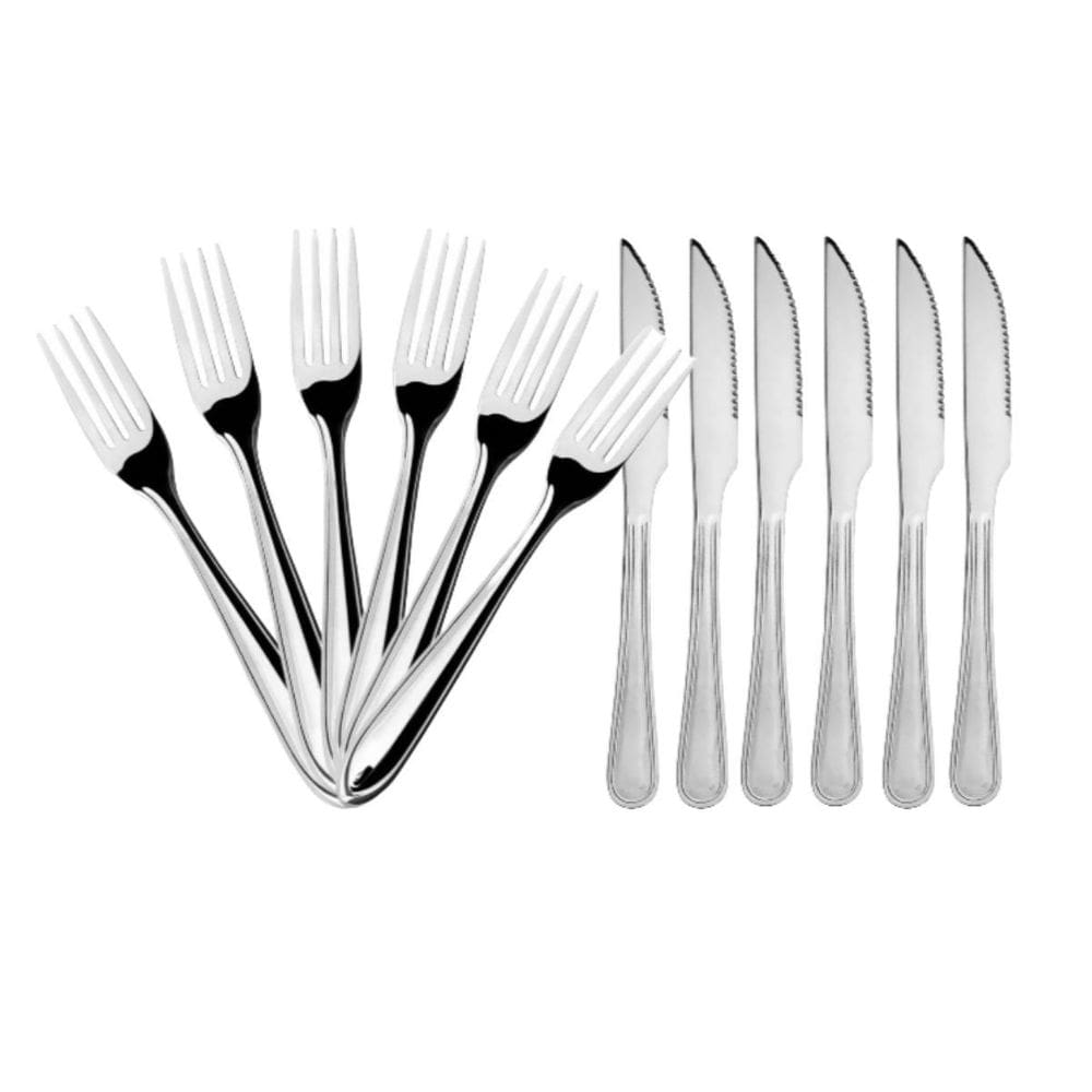 Jogo Garfo Faca Inox 24 Peças Bar/Restaurante Bufffet