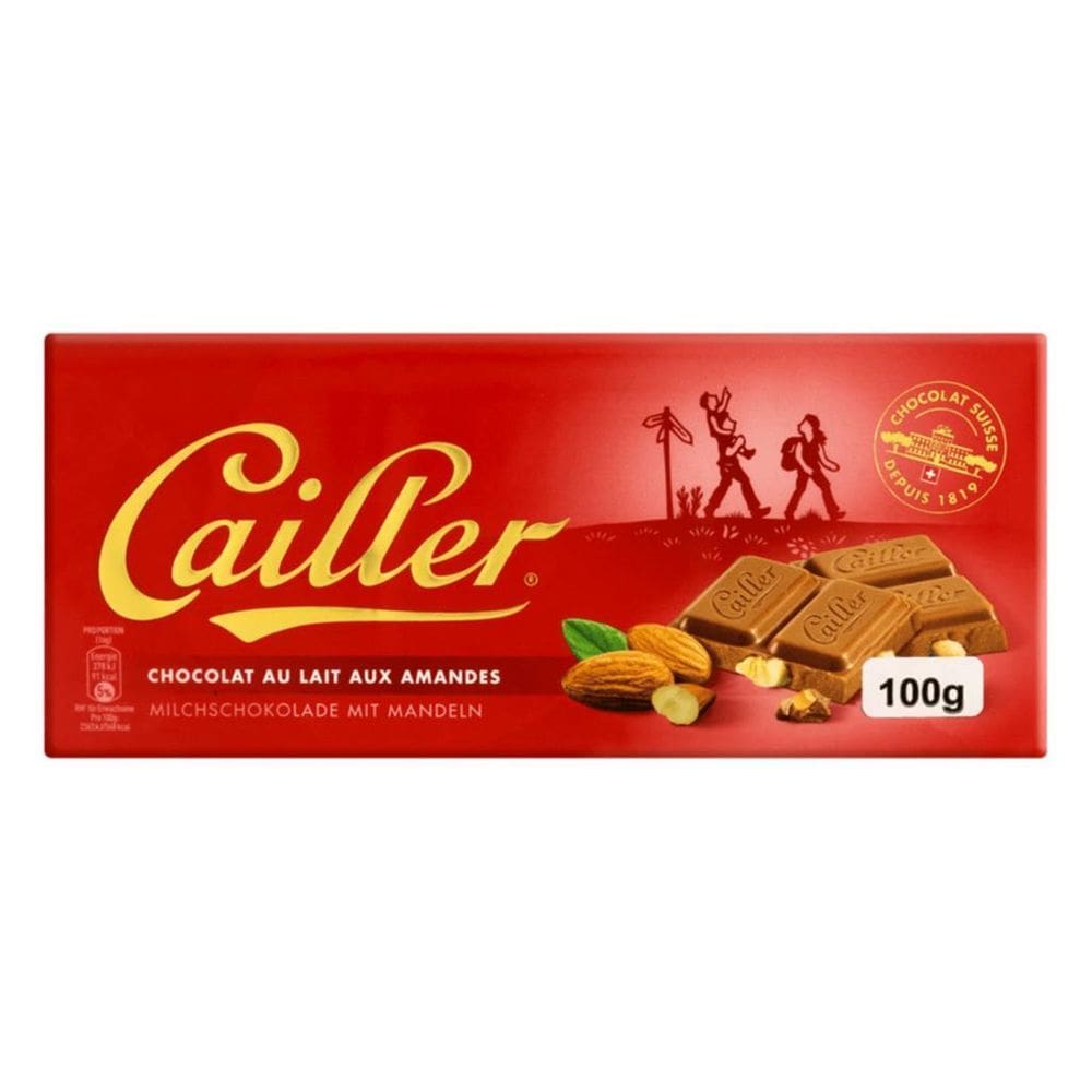 Chocolate Suíço Com Amêndoas Cailler Ao Leite Barra 100G