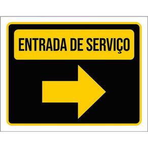 Kit 5 Placas Sinalização Entrada De Serviço Amarela Seta