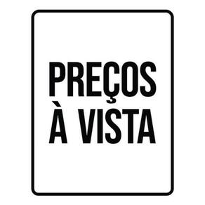 Kit 5 Placas Preços À Vista Preta 36X46
