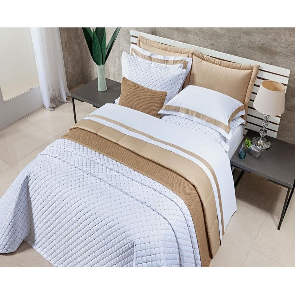 Cobre Leito King Laisa Bordado 400 Fios 100% Algodão Egípcio