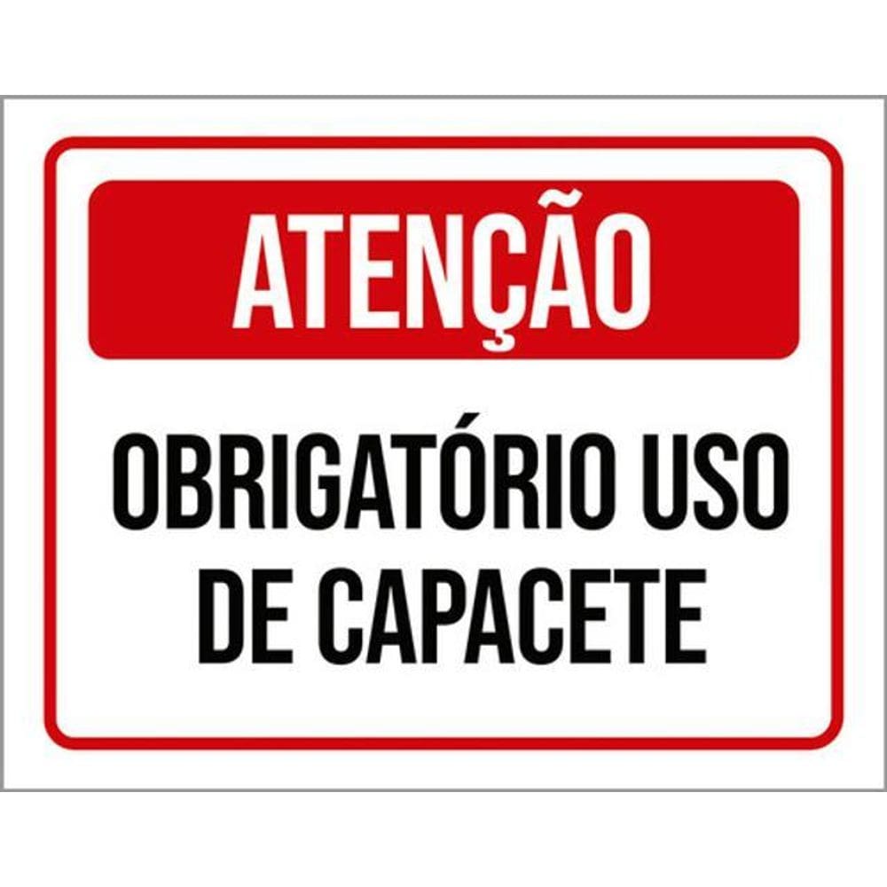 Kit 5 Placas Atenção Obrigatório Capacete 36X46
