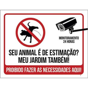 Kit 3 Placas Animal Estimação Jardim Proibido Fazer Coco