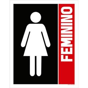 Kit 5 Placas Feminino Banheiro Vermelho 36X46