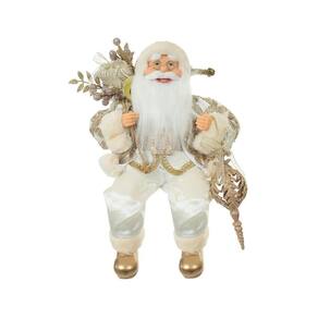 Papai Noel Sentado Dourado E Branco 45Cm Florarte