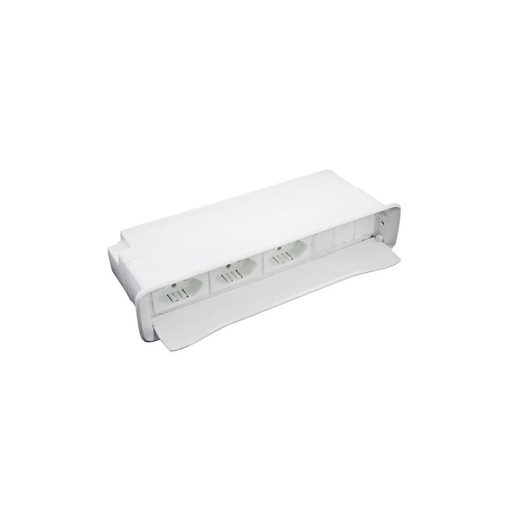 Caixa Embutir Mesa Móveis Com 03 Tomada 20A New Slim Branca