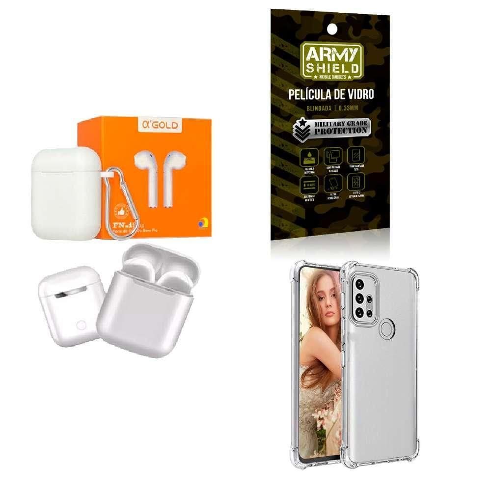 Kit Fone Sem Fio + Capinha Motorola G10 + Película 3D