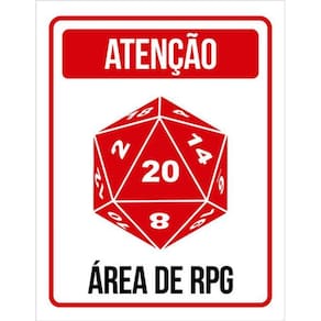 Kit 5 Placas Decorativa Dado D20 Atenção Área De Rpg 36X46