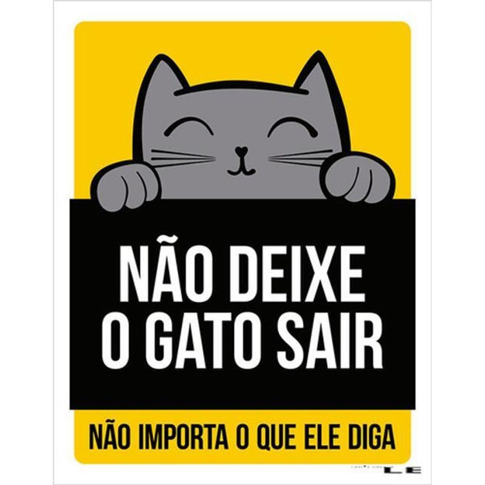 Kit 5 Placas Não Deixe Gato Sair Amarela 36X46