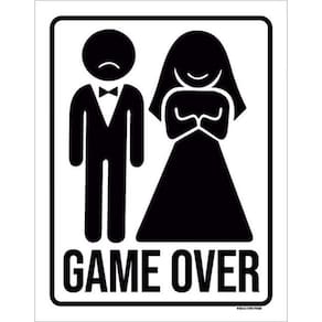 Kit 5 Placas Game Over Casamento 36X46