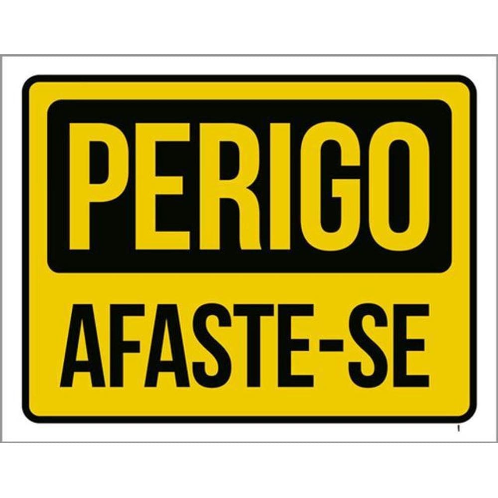 Kit 3 Placas Sinalização - Perigo Afaste-Se Amarela