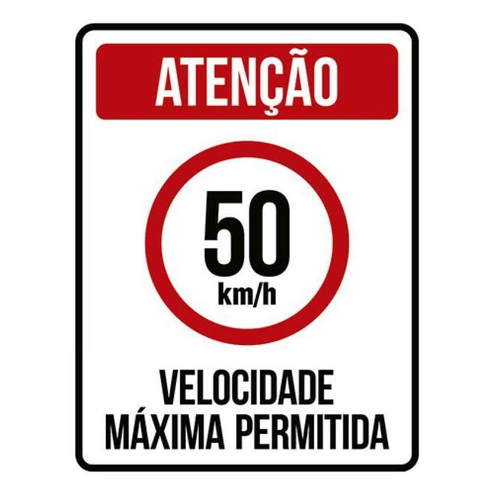 Kit 5 Placas Velocidade Máxima 50Km Máximo 36X46