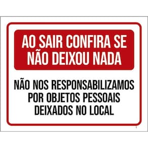 Kit 5 Placas Sair Confira Deixou Nada Responsabilizamos