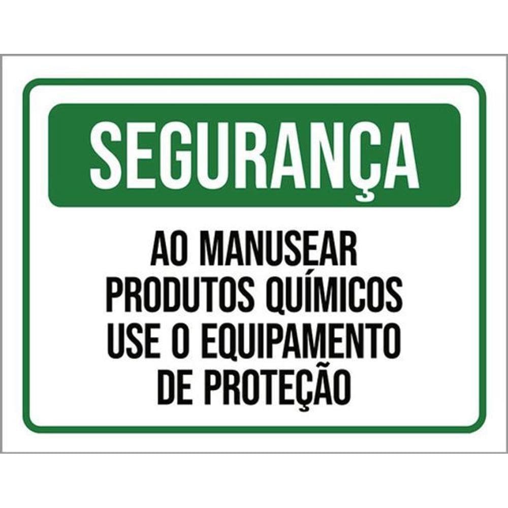 Kit 5 Placas Segurança Manusear Produtos Químicos 36X46