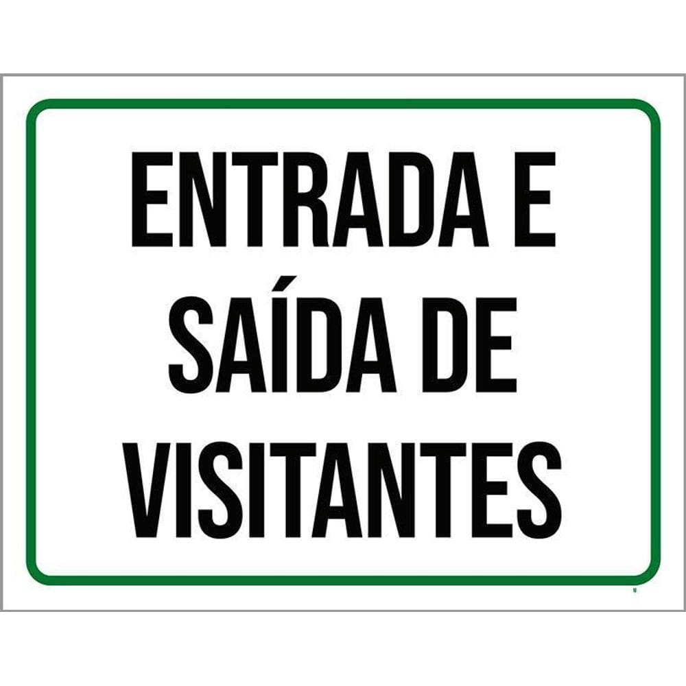 Placa Sinalização Entrada E Saída De Visitantes 27X35