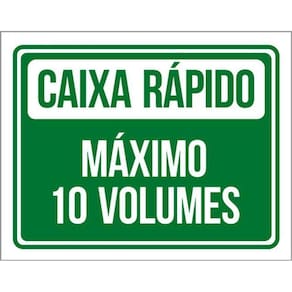Kit 10 Placas Verde Caixa Rápido Máximo 10 Volumes 36X46
