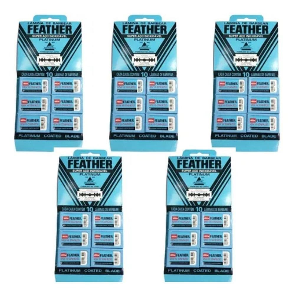 10 Kit 6 Feather Com 10 Lâminas Barbear Cada
