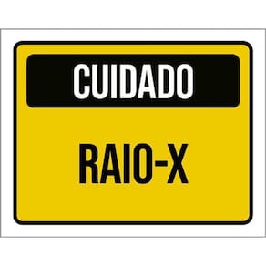 Kit 5 Placas Sinalização - Cuidado Raio-X Amarelo