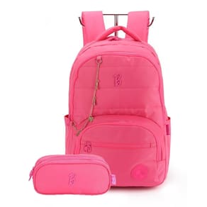 Mochila Barbie Costas Escolar Meninas Juvenil E Estojo Rosa