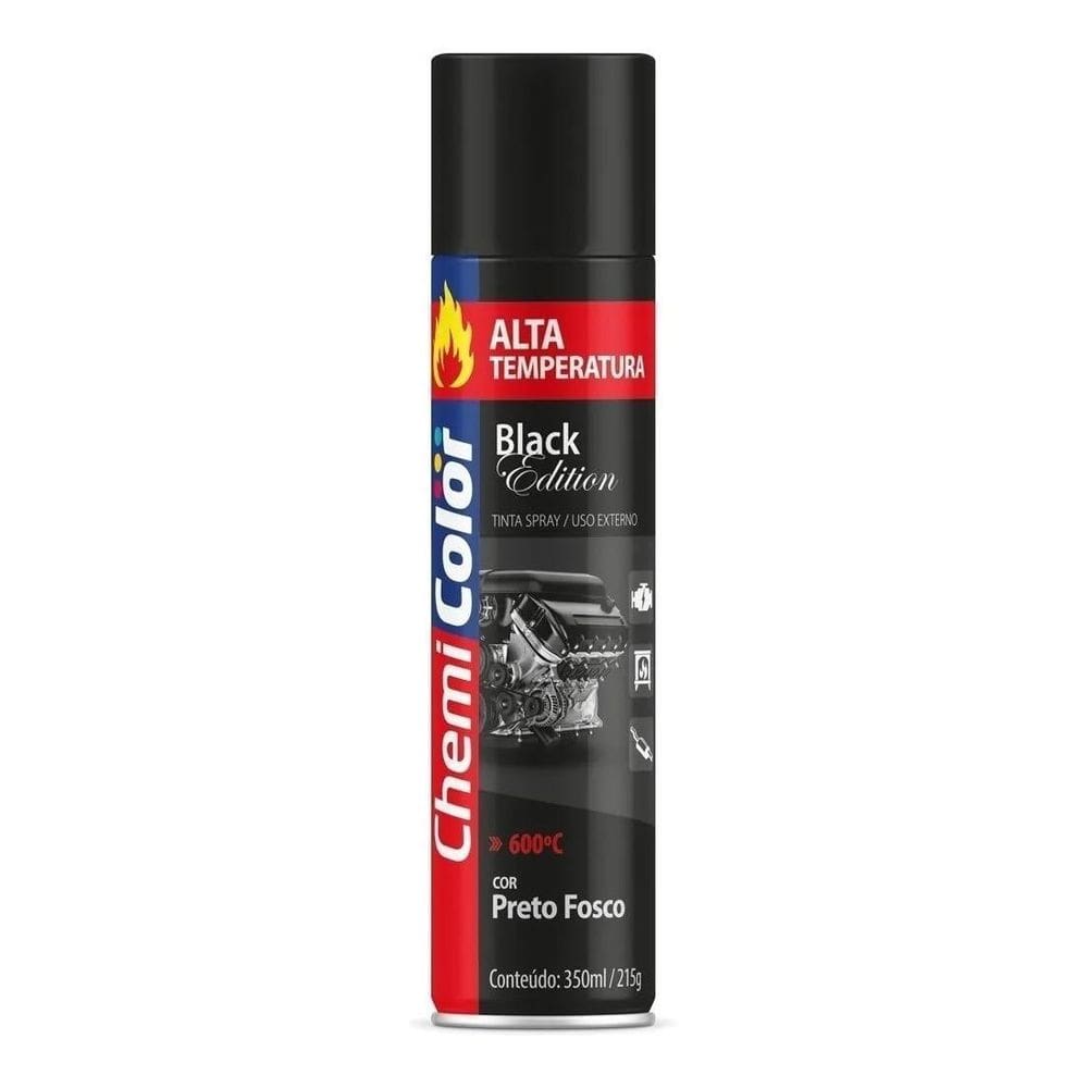 Tinta Spray Alta Temperatura Preto Fosco Chemicolor 350Ml