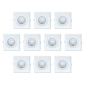 Kit 10 Spots Led Quadrado De Embutir 5W Bivolt Luz Amarela
