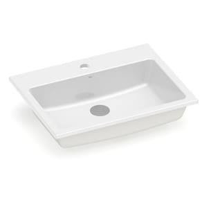 Kit 2 Cubas de Sobrepor com Mesa 55x42cm Optica Pq55 Roca Branco